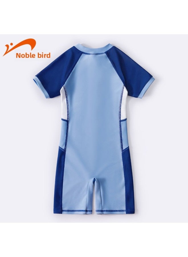 Noble Bird Children's Swimsuit One-piece Baby Cartoon Swimming Trunks Student Hot Spring Quick-drying Swimming Suit Wholesale-Color:9930 Blue Shark- - Image 3